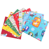 CraftsFabrics 8Pcs 100% Cotton Christmas Fabric Bundles Santa Elk Snowflake Printing Fabric Squares for Patchwork Sewing DIY Craft